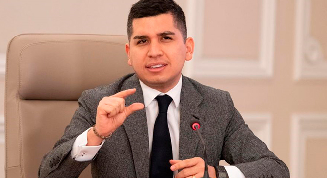 Intervención del ministro de Vivienda, Ciudad y Territorio, Jonathan Malagón,. Foto: cortesía Presidencia. 