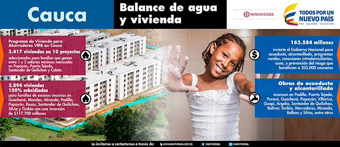 Minvivienda presente manana viernes en el Cauca con la nueva estrategia regional del Presidente Santos
