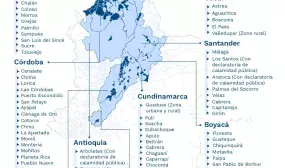 Mapa con zonas afectadas por sequía en el territorio nacional. Foto: Archivo MVCT