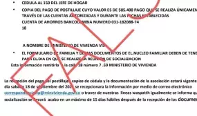 Documento falsificado para estafar a los interesados en aplicar a los subsidios de vivienda (MVCT)