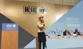 Elsa Noguera habla en plenaria de Habitat III sobre ciudades mas incluyentes