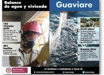 Inversiones en obras de agua y vivienda por $42.000 millones, 182 viviendas gratis y 801 familias con títulos de propiedad son el positivo balance de Minvivienda en Guaviare
