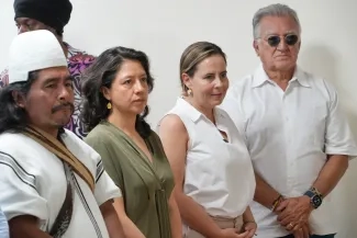 FOTOGRAFÍA MINISTRA HELGA MARÍA RIVAS EN DIÁLOGO DE SABERES SOBRE EL AGUA