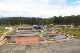 FOTOGRAFÍA AÉREA PLANTA DE AGUAS RESIDUALES (PTAR) EN BOYACÁ.