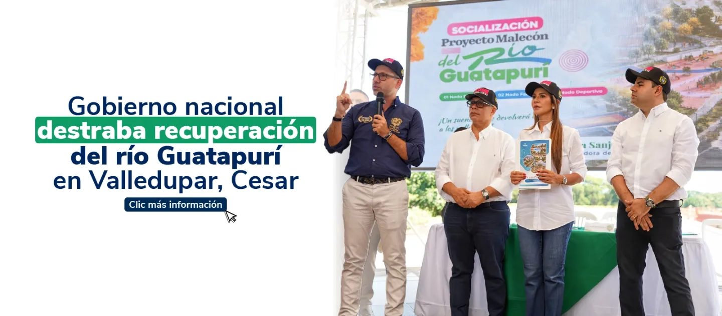 PIEZA GRAFICA COMUNICADO GOBIERNO DESTRABA RECUPERACIÓN DEL RIO GUATAPURI EN VALLEDUPAR 