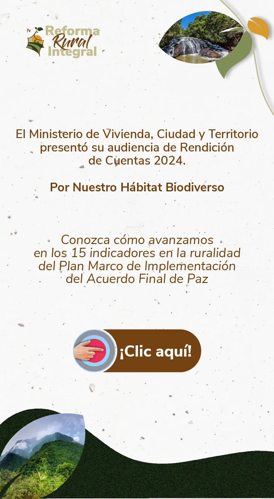 PIEZA GRAFICA Avance en los 15 indicadores en la ruralidad del Plan Marco de Implementación del Acuerdo Final de Paz