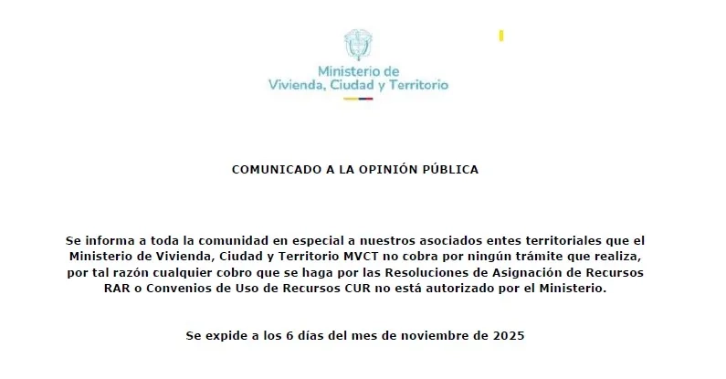 COMUNICADO A LA OPINIÓN PÚBLICA