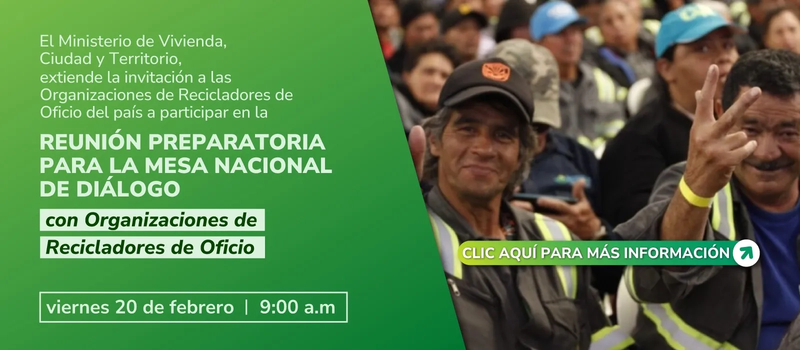 PIEZA GRAFICA CONVOCATORIA MESA DE DIALOGO CON RECICLADORES