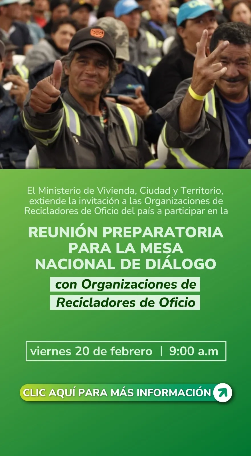 PIEZA GRAFICA CONVOCATORIA MESA DE DIALOGO CON RECICLADORES