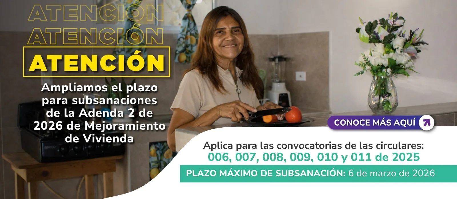 PIEZA GRAFICA BANNER CONVOCATORIA AMPLIACION SUBSANACIONES MEJORAMIENTO DE VIVIENDA 2026