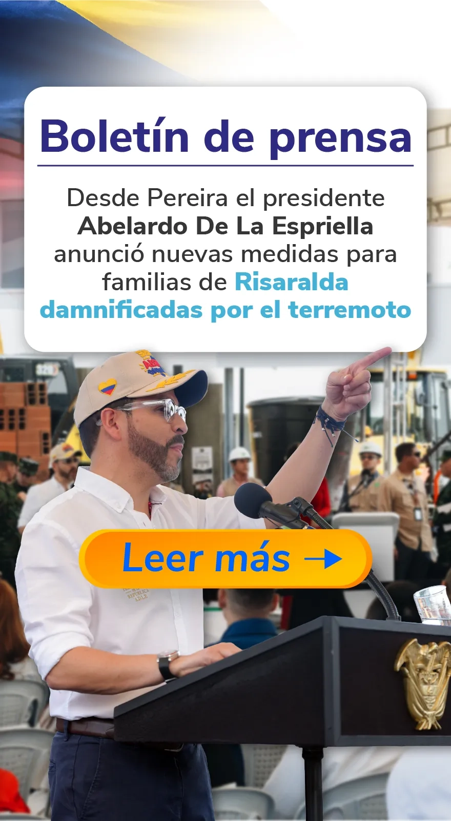 PIEZA GRAFICA COMUNICADO EL PRESIDENTE ANUNCIA MEDIDAS PARA FAMILIAS DAMINIFICADAS EN RISARALDA