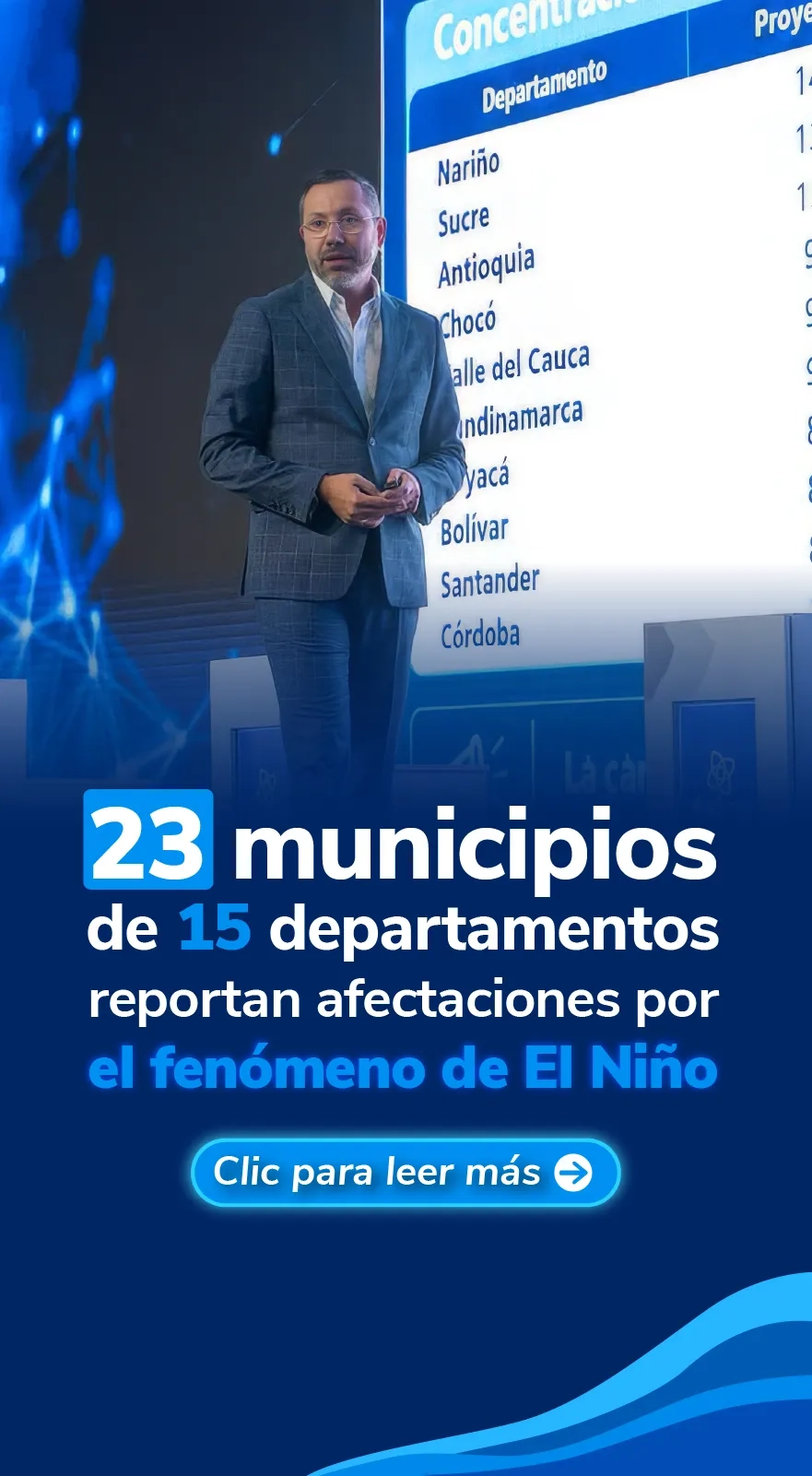 PIEZA GRAFICA COMUNICADO 15 DEPARTAMENTOS REPORTAN AFECTACIONES DE ACUEDUCTO Y ALCANTARILLADO POR EL FENOMENO DEL NIÑO